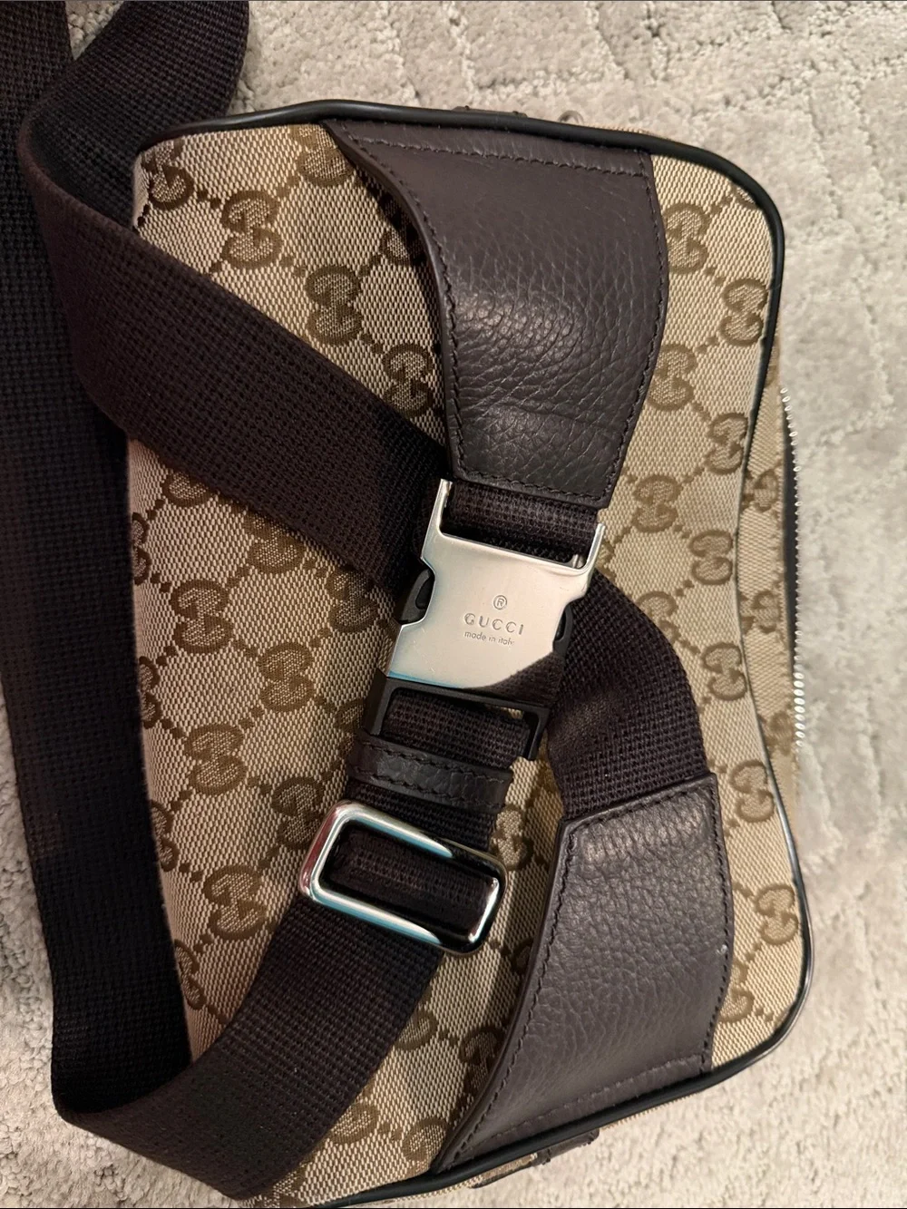 Gucci Beige & Brown GG Canvas Belt Bag